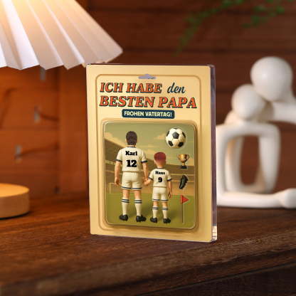 Personalisierte Papa und Kinder in Fußballtrikot Acryl-Deko-Ich habe den besten Papa-Schreibtischdekoration für Papa