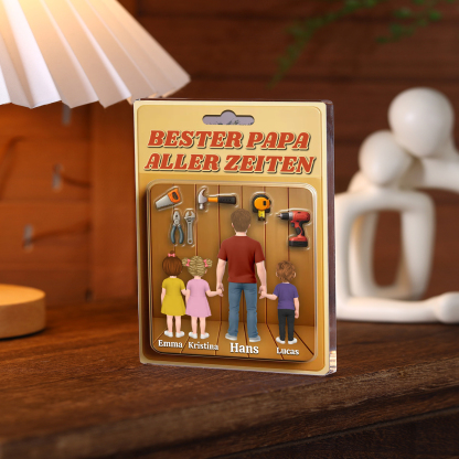 Personalisiertes Design von Papa und Kinder Acryl-Deko-Papa kann alles reparieren-Schreibtischdekoration für Papa