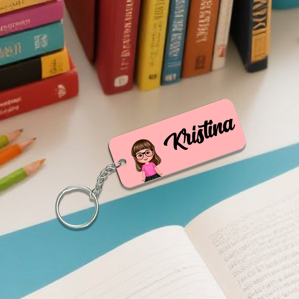 Personalisierbare Name & Muster Schlüsselanhänger-Mein erster Schultag