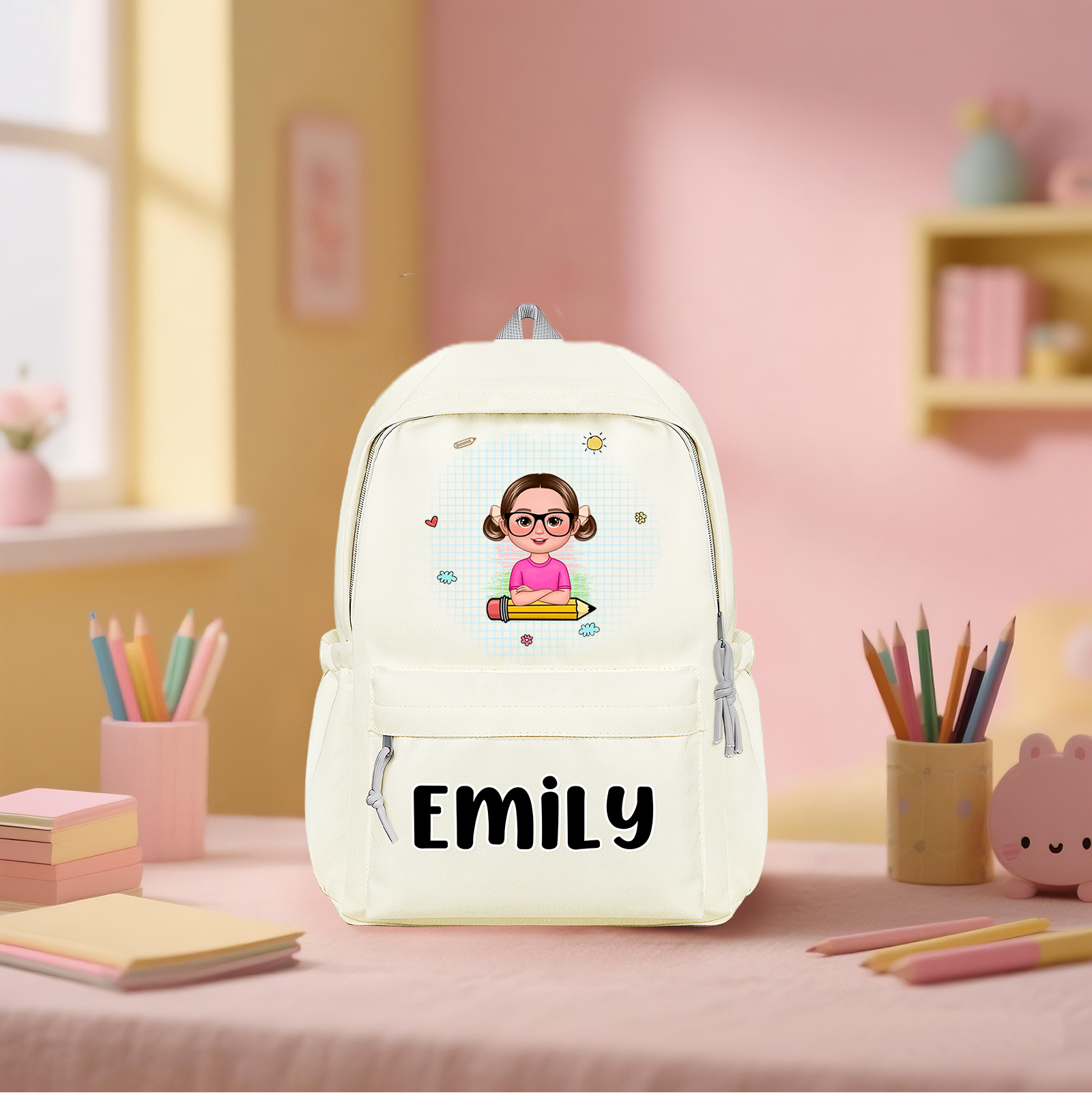 Personalisierte Name &  Muster Rucksack Schüler Schultasche in 3 Farbe
