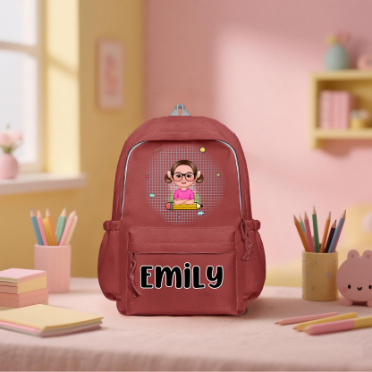 Personalisierte Name &  Muster Rucksack Schüler Schultasche in 3 Farbe