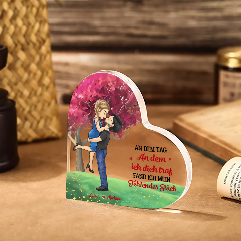 Personalisierte 2 Namen Herz Acryl-Deko Schreibtischdekoration –Ich liebe dich für immer und ewig– Geshenk für Paar