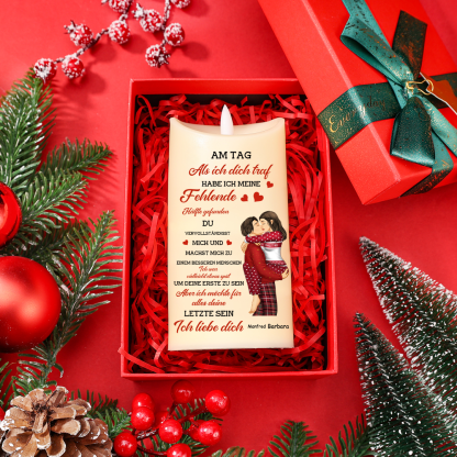 Personalisierte 2 Namen LED-Kerze – Am Tag, als ich dich traf, habe ich meine fehlende Hälfte gefunden. – Romantisches Geschenk für Paar