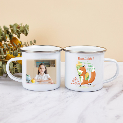 [Copy]Schulanfang Geschenkset -Personalisierter Name Emaille Tasse & Regenbogen Stifteetui Stifttasche & Löwenzahn Armbänder Set - Geschenk für Schulkind mit Geschenk Box