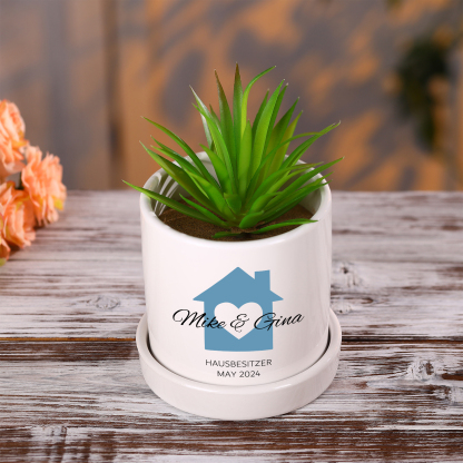Personalisierbarer 1 Name & Text & Datum Liebespaar Blumentopf Einweihungsgeschenk Geschenk für ein neues Zuhause
