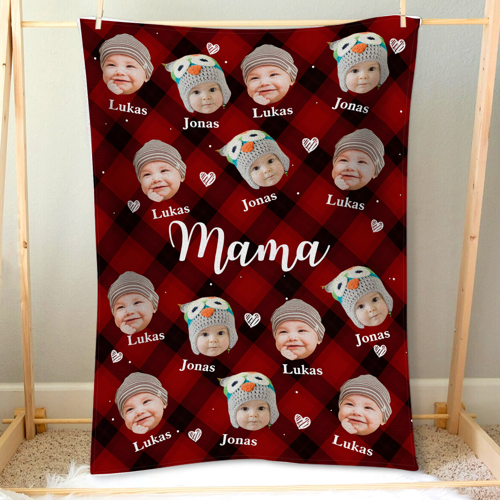 Personalisierte mit Foto & Name Flanell-Decke – Kuschelige & Herzliche Geschenkidee für Mama/Oma