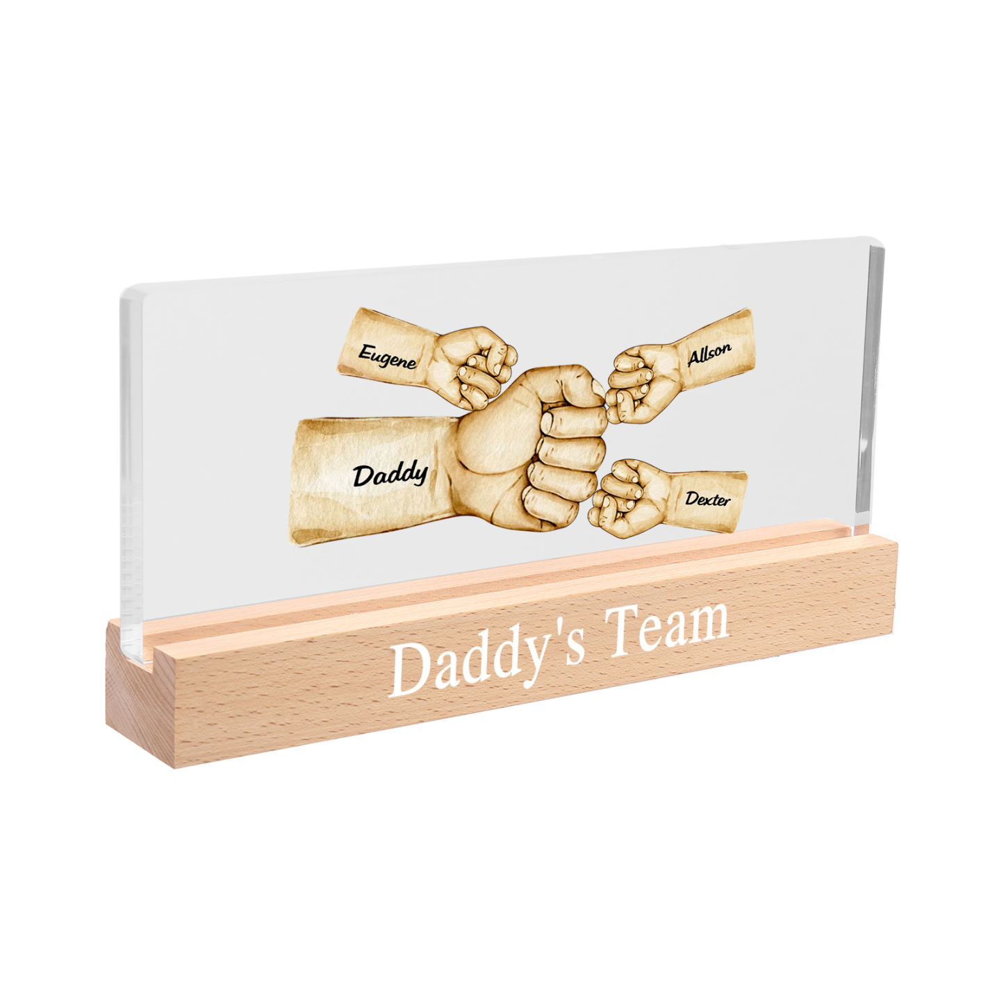 Personalisierte 4 Namen & Text PAPA Faust Nachtlicht Geschenk für Vater