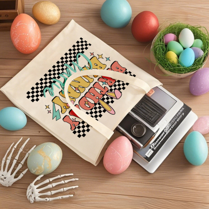 Personalisierbarer Name & Text Ostern Leinen Hase Tasche