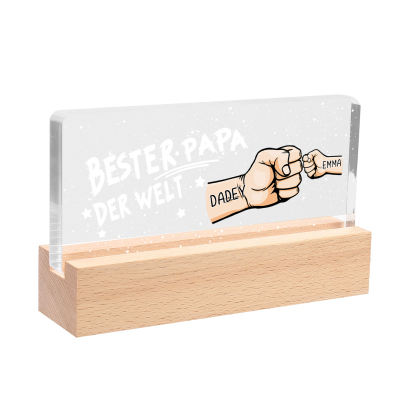 Personalisierte 2 Namen PAPA Faust Nachtlicht Geschenk für Vater-Bester Papa der Welt