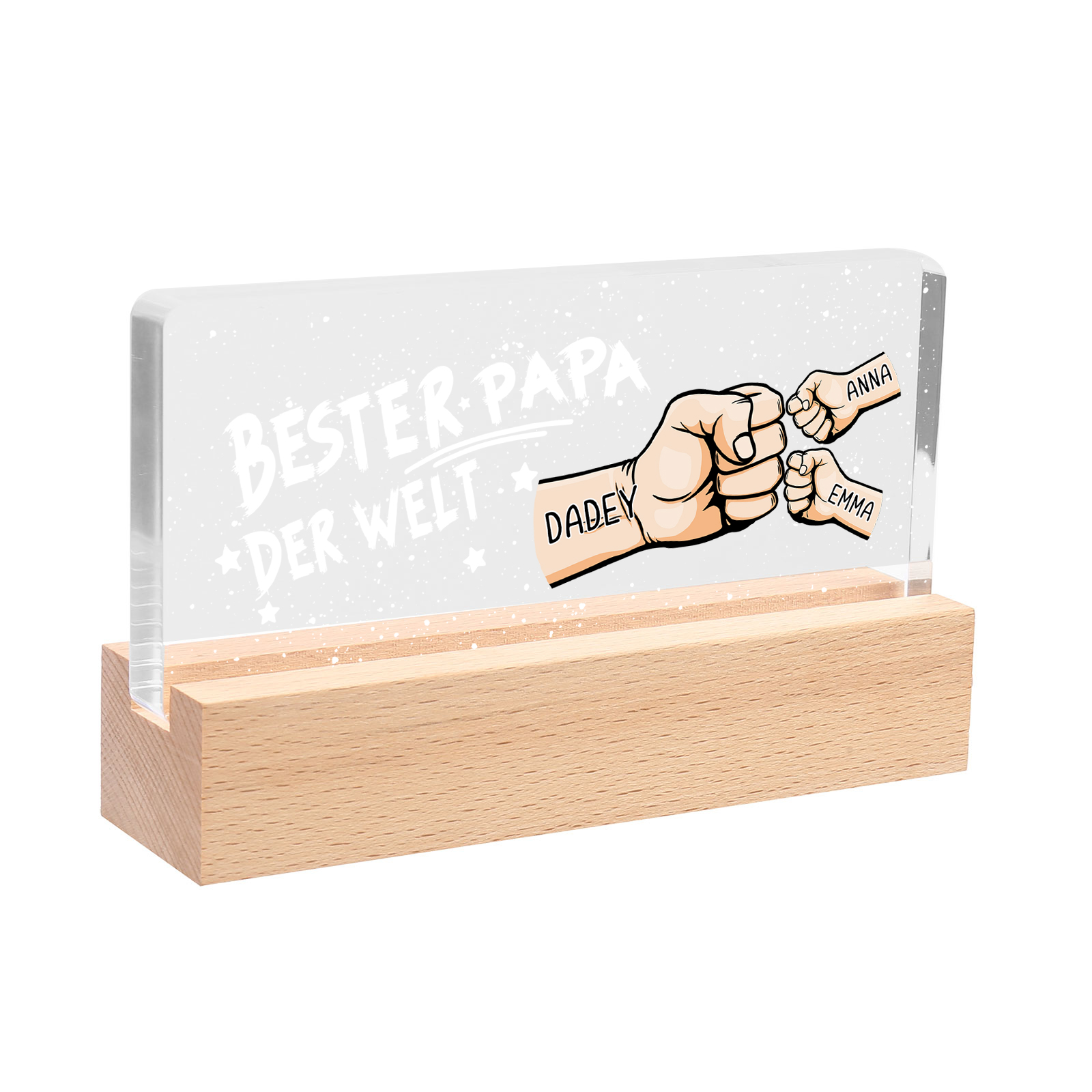 Personalisierte 3 Namen PAPA Faust Nachtlicht Geschenk für Vater-Bester Papa der Welt