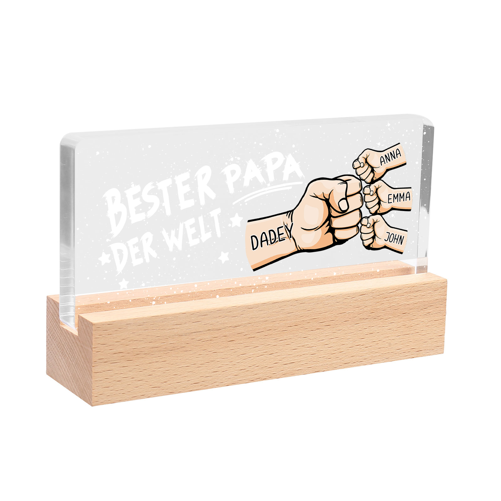 Personalisierte 4 Namen PAPA Faust Nachtlicht Geschenk für Vater-Bester Papa der Welt