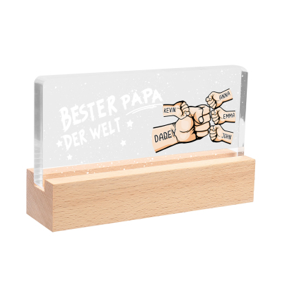 Personalisierte 5 Namen PAPA Faust Nachtlicht Geschenk für Vater-Bester Papa der Welt
