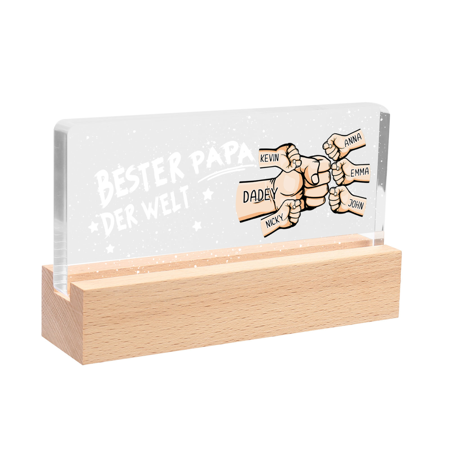 Personalisierte 6 Namen PAPA Faust Nachtlicht Geschenk für Vater-Bester Papa der Welt