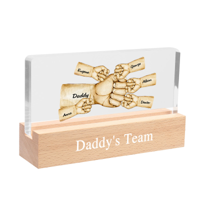 Personalisierte 6 Namen & Text PAPA Faust Nachtlicht Geschenk für Vater