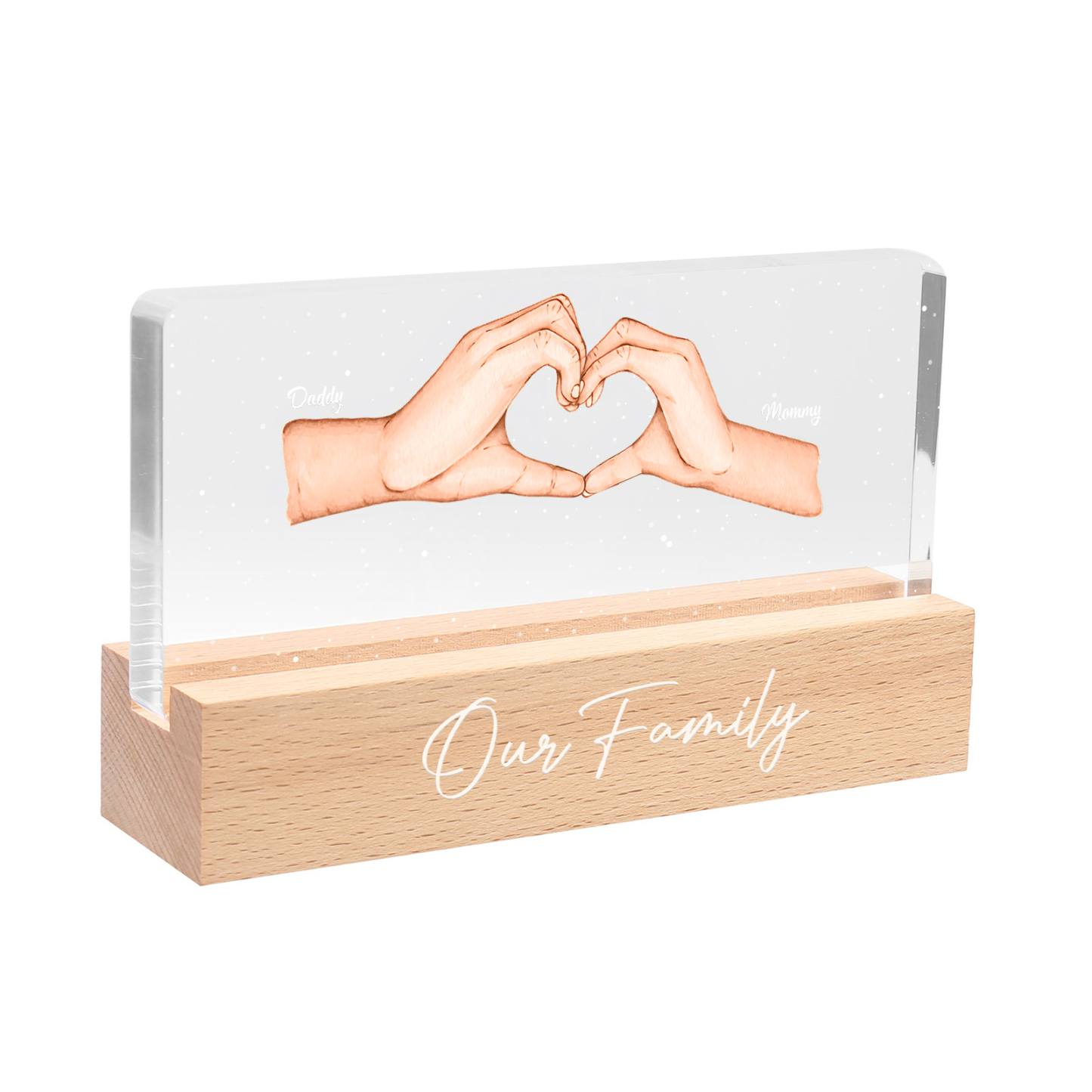 Personalisierte 2 Namen & Text PAPA Hand in Hand Nachtlicht Geschenk für Vater-Unsere Familie