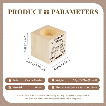 Holz Kompliment Kerzenhalter Personalisierter 2 Namen 1 bedruckte Seite-Als deine Schwester bin ich immer für dich da-Geschenk für Schwester