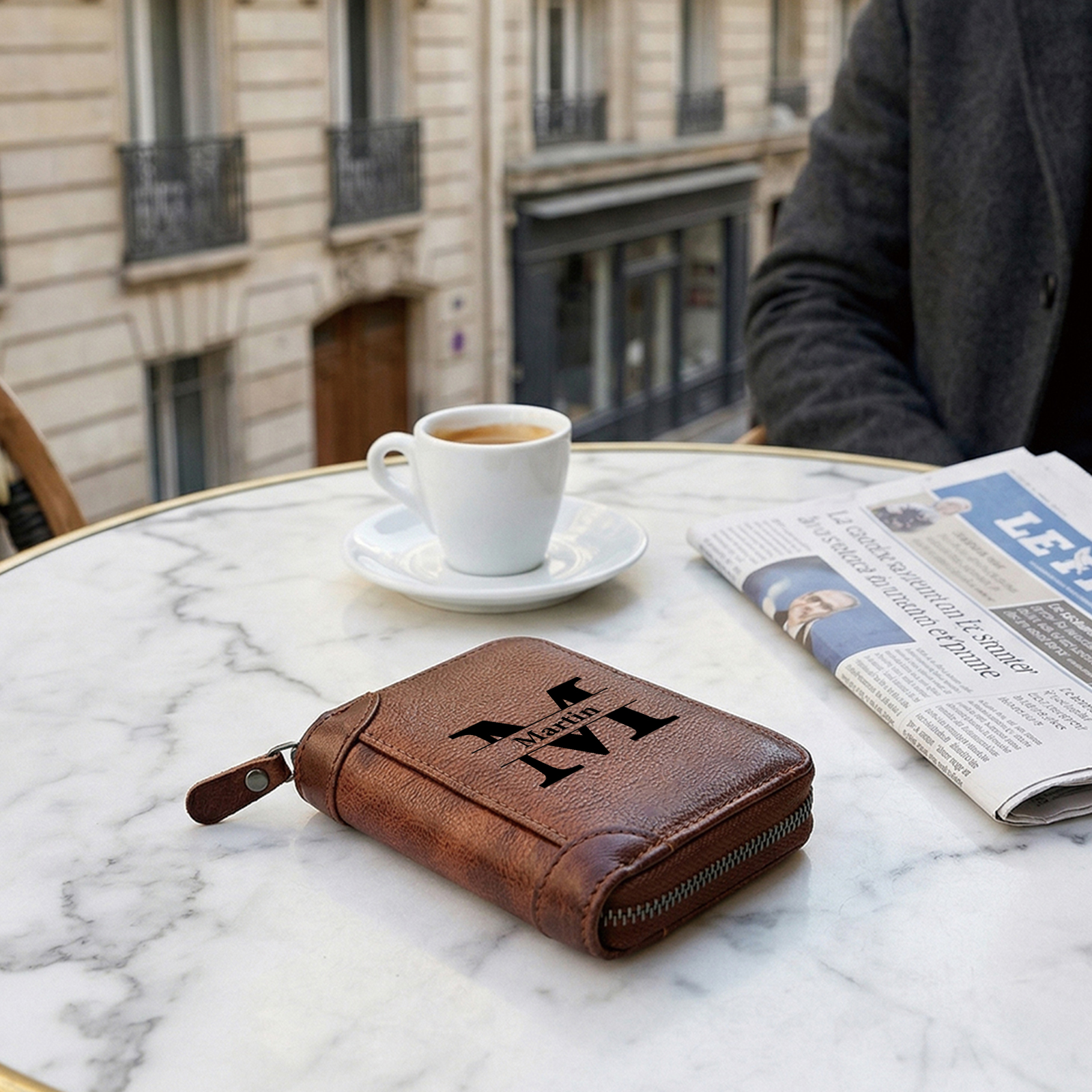 Personalisiertes Leder Kartenetui mit Reißverschluss und mehreren Kartenfächern, in 9 Designs