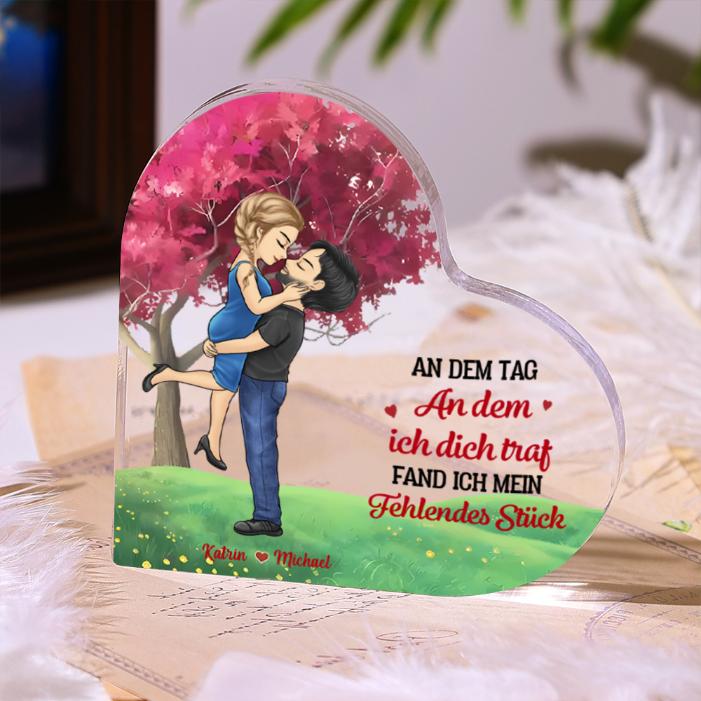 Personalisierte 2 Namen Herz Acryl-Deko Schreibtischdekoration –Ich liebe dich für immer und ewig– Geshenk für Paar