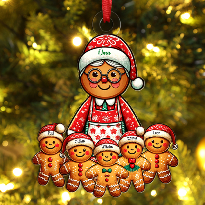 Personalisierter 1-10 Namen Acryl-Anhänger mit Lebkuchenfiguren Weihnachtsornament für Oma Großmutter