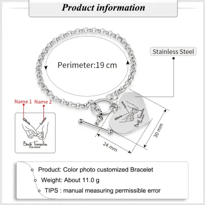 Personalisierte 2 Namen Edelstahl Armband für meine beste Freundin Du wirst immer für mich da sein – Geschenk mit Nachrichtkarte