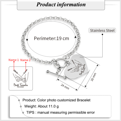 Personalisierte 2 Namen Edelstahl Armband mit Herzanhänger –Beste Freundin für immer– Geschenk für Freundin 