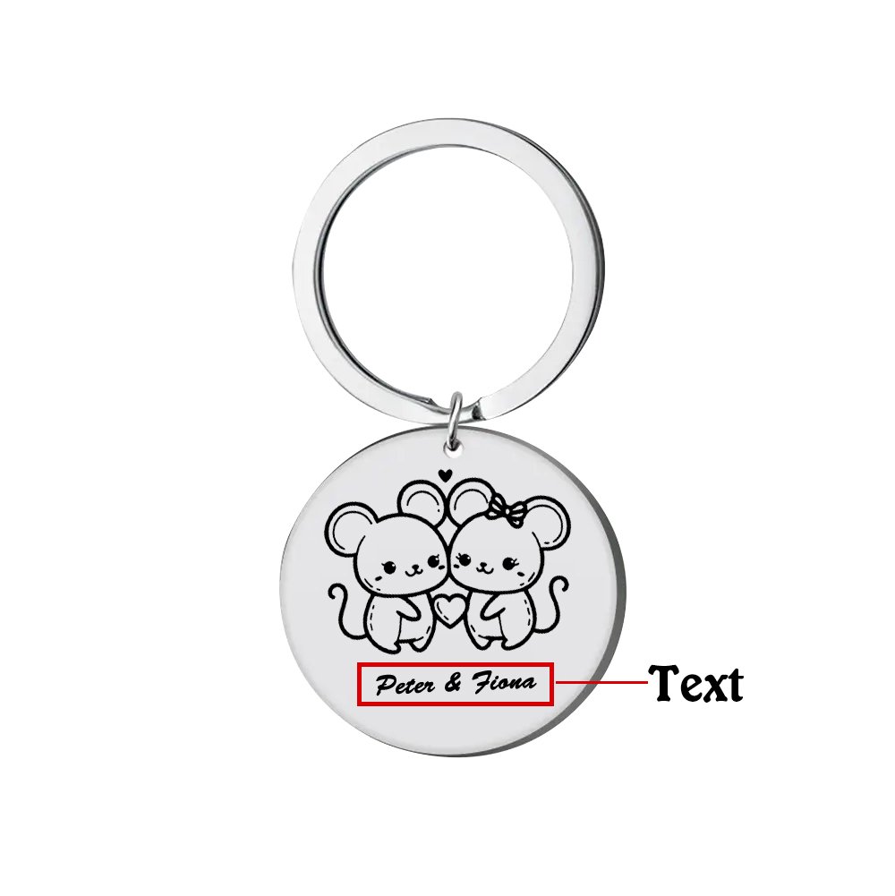 Personalisierter Text Mäusepaar Schlüsselanhänger - Mein lieber Mäuserich, hab dich ganz doch lieb - Schlüsselanhänger & Geschenkkarte Set
