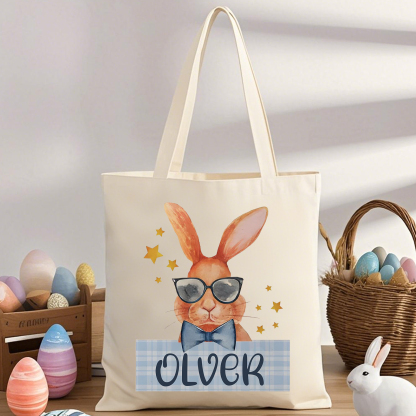 Personalisierbarer Name & Text Ostern Leinen Hase Tasche