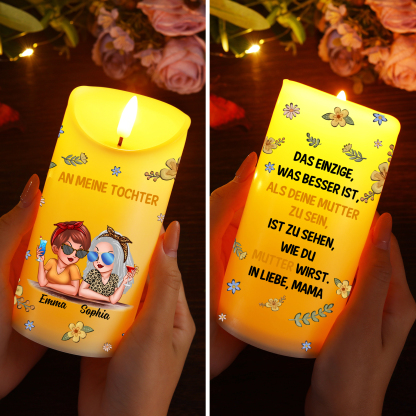 Personalisierbare 2 Namen & Muster LED-Kerze – An meine Tochter-Geschenk für Mutter/Tochter