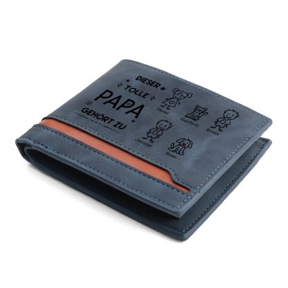 Herren Personalisiertes Foto & 5 Namen & Muster Dieser tolle Papa gehört zu Leder Geldbörse-Geschenk für Vater