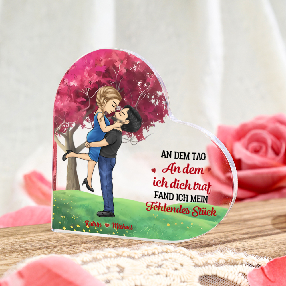 Personalisierte 2 Namen Herz Acryl-Deko Schreibtischdekoration –Ich liebe dich für immer und ewig– Geshenk für Paar