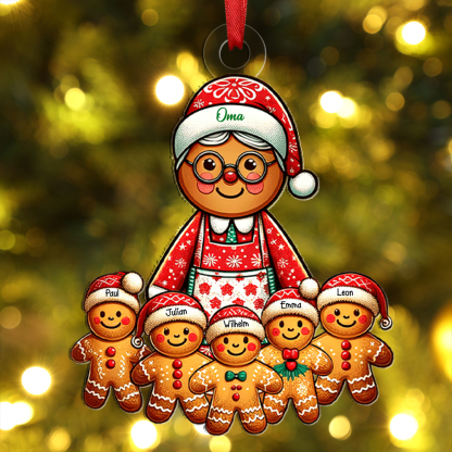 Personalisierter 1-10 Namen Acryl-Anhänger mit Lebkuchenfiguren Weihnachtsornament für Oma Großmutter