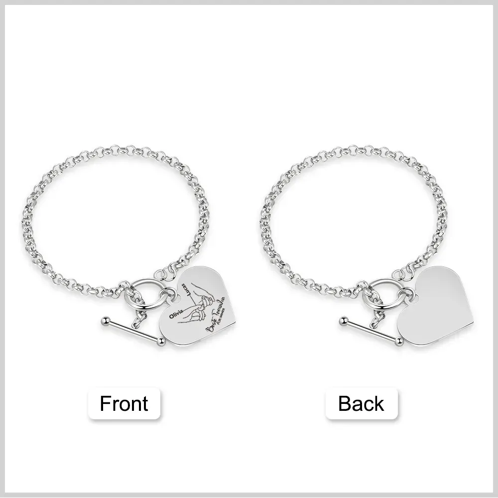 Personalisierte 2 Namen Edelstahl Armband für meine beste Freundin Du wirst immer für mich da sein – Geschenk mit Nachrichtkarte