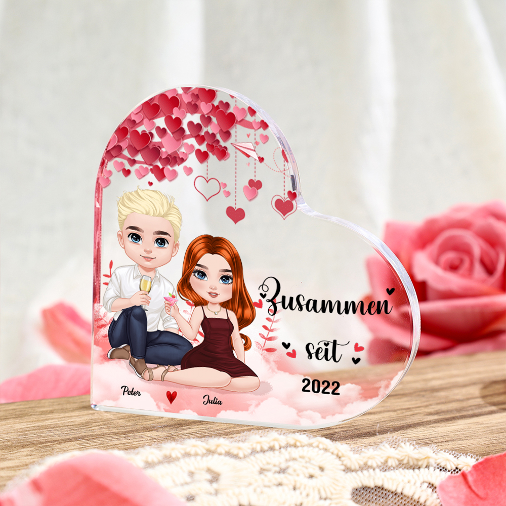 Personalisierter Text & 1 Name & Geburtsblume Herz Acryl-Deko für Oma Großmutter