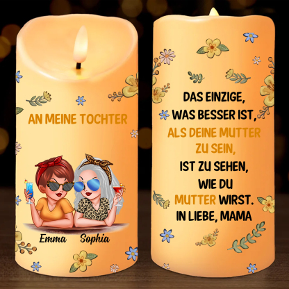 Personalisierbare 2 Namen & Muster LED-Kerze – An meine Tochter-Geschenk für Mutter/Tochter