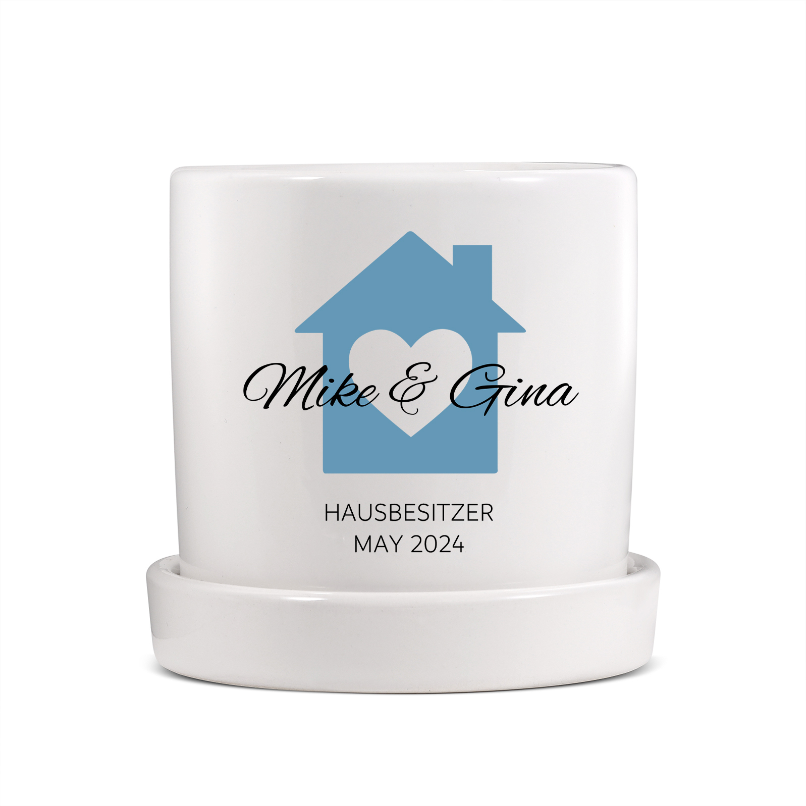 Personalisierbarer 1 Name & Text & Datum Liebespaar Blumentopf Einweihungsgeschenk Geschenk für ein neues Zuhause
