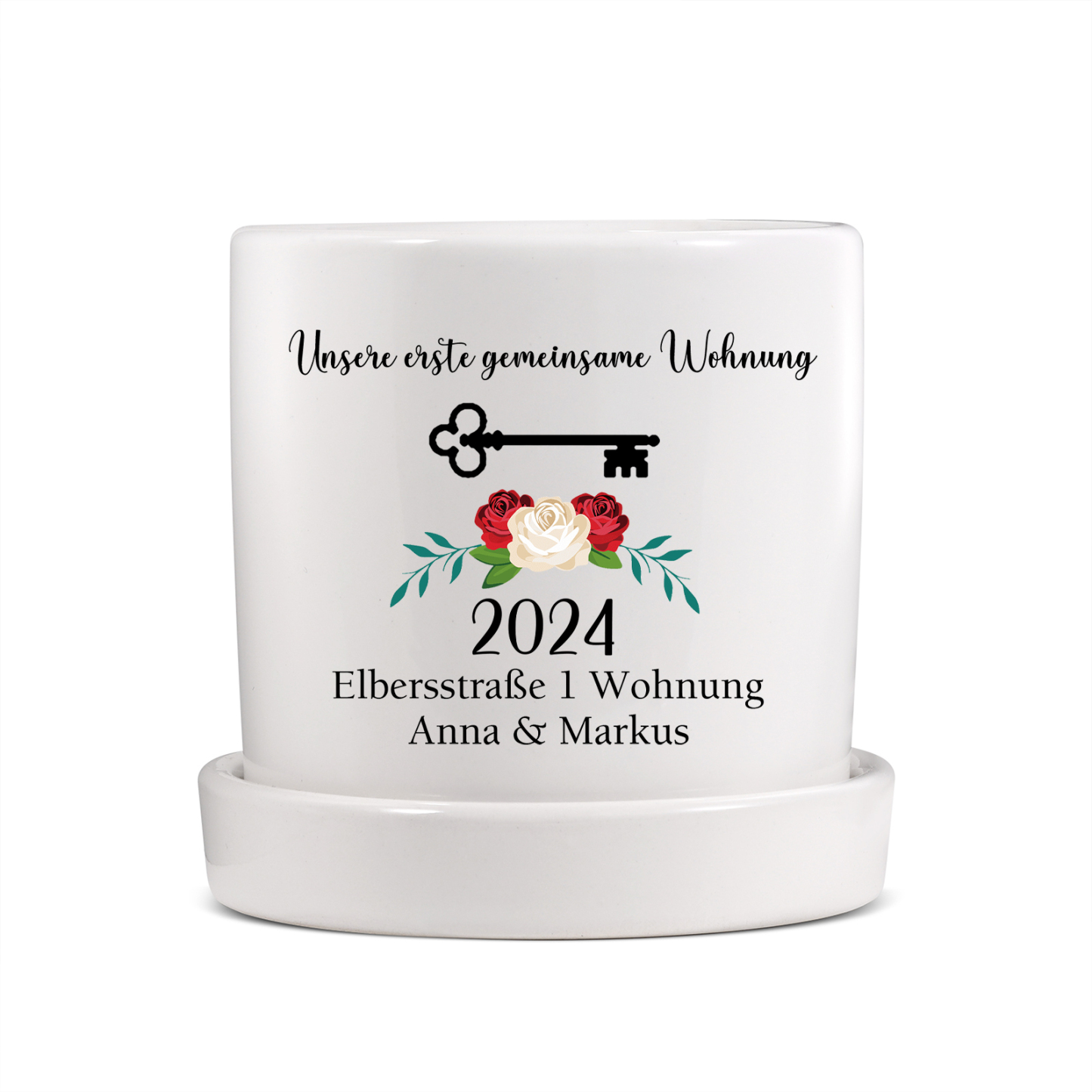 Personalisierbare 2 Texte & Jahr Liebespaar Blumentopf Einweihungsgeschenk Geschenk für ein neues Zuhause