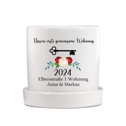 Personalisierbare 2 Texte & Jahr Liebespaar Blumentopf Einweihungsgeschenk Geschenk für ein neues Zuhause