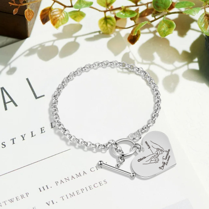 Personalisierte 2 Namen Edelstahl Armband mit Herzanhänger –Beste Freundin für immer– Geschenk für Freundin 