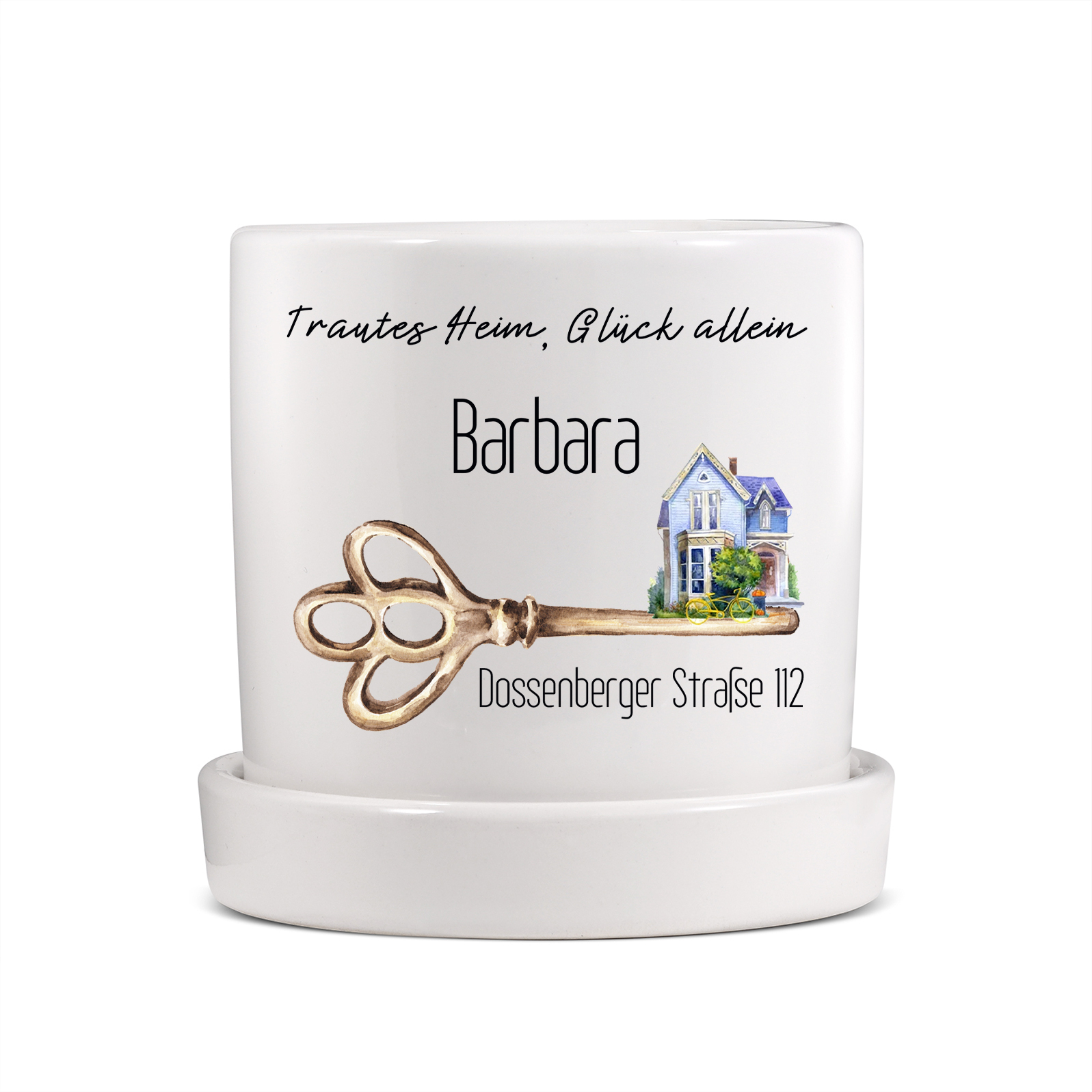 Personalisierbarer Name & 2 Texte & Foto Liebespaar Blumentopf Einweihungsgeschenk Geschenk für ein neues Zuhause