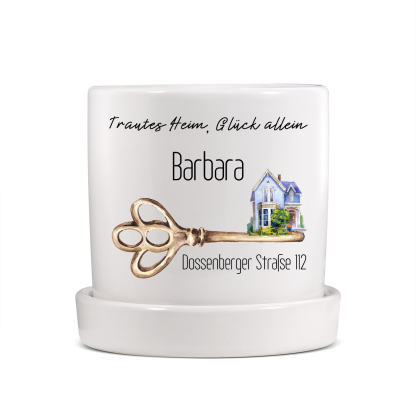 Personalisierbarer Name & 2 Texte & Foto Liebespaar Blumentopf Einweihungsgeschenk Geschenk für ein neues Zuhause