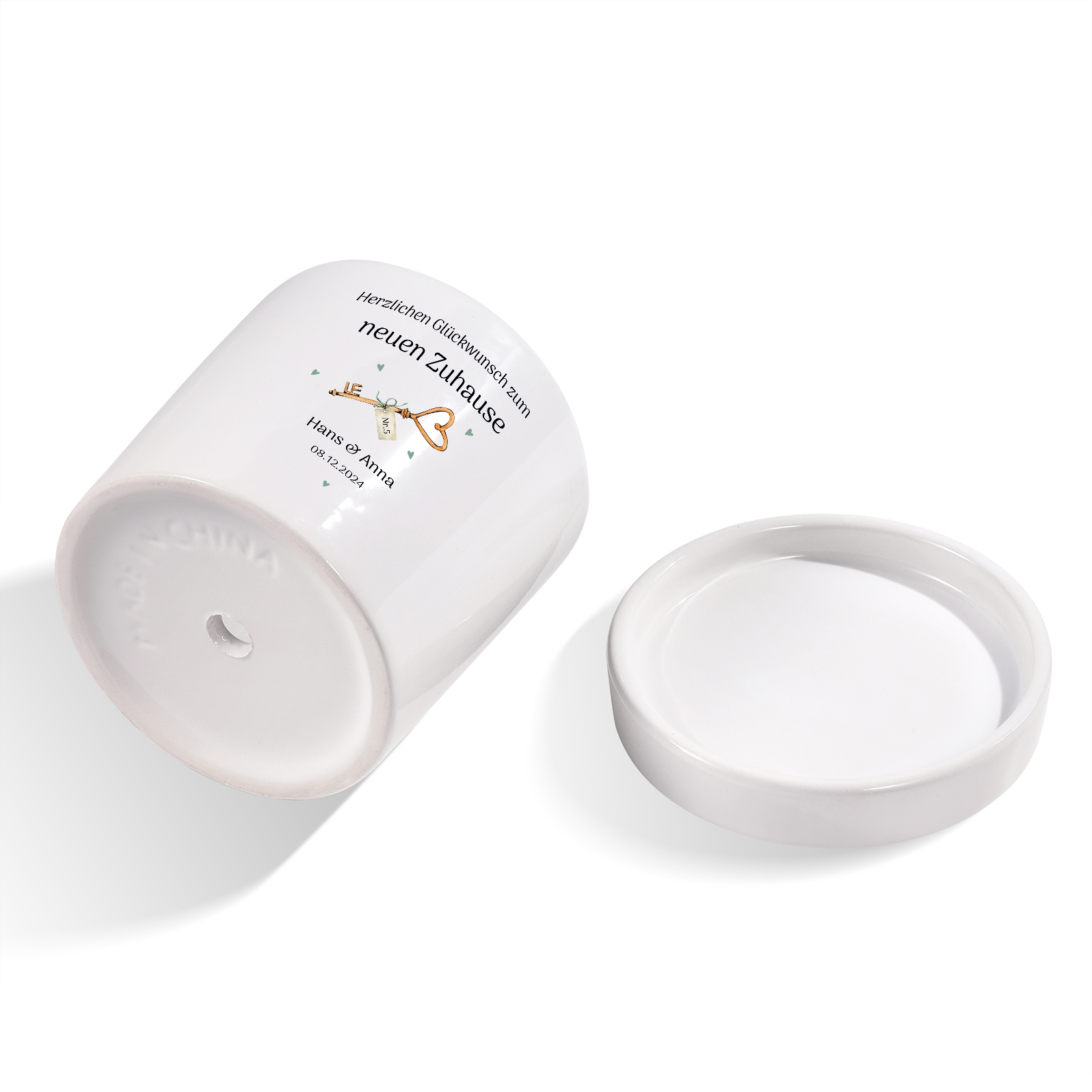 Personalisierbare 3 Texte & Nummer Liebespaar Blumentopf Einweihungsgeschenk Geschenk für ein neues Zuhause