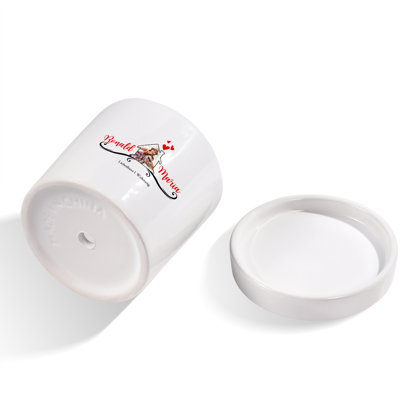 Personalisierbare 2 Namen & Foto & Text Liebespaar Blumentopf Einweihungsgeschenk Geschenk für ein neues Zuhause