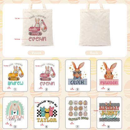 Personalisierbarer Name & Text Ostern Leinen Hase Tasche