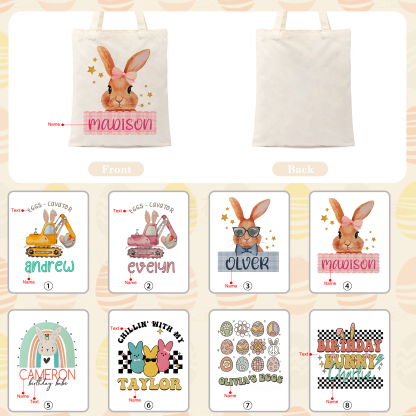 Personalisierbarer Name & Text Ostern Leinen Hase Tasche