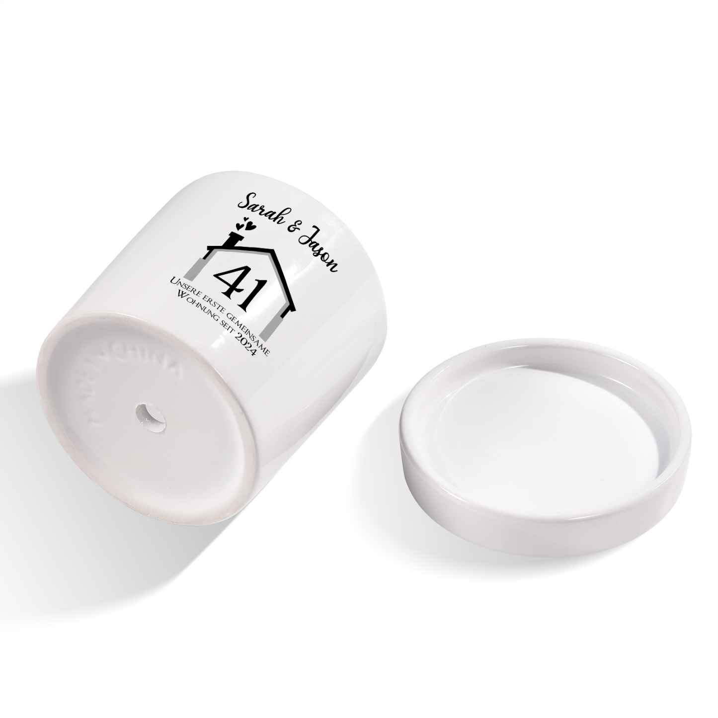 Personalisierbare Nummer & 2 Texte Liebespaar Blumentopf Einweihungsgeschenk Geschenk für ein neues Zuhause