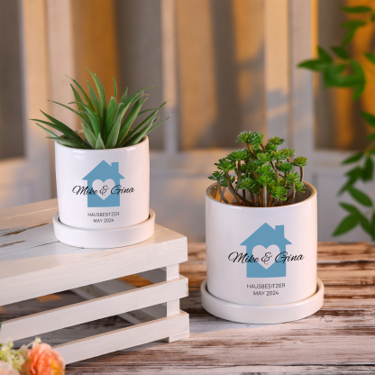 Personalisierbarer 1 Name & Text & Datum Liebespaar Blumentopf Einweihungsgeschenk Geschenk für ein neues Zuhause