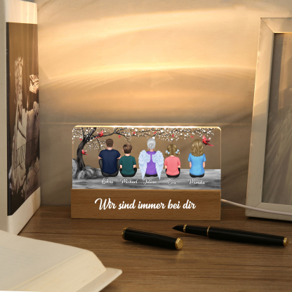 Personalisierte 2-8 Namen & Text Acryl-Holz Nachtlampe– Ein warmes Erinnerungslicht für Familie