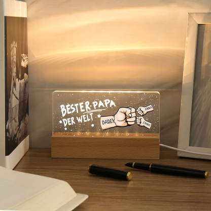 Personalisierte 3 Namen PAPA Faust Nachtlicht Geschenk für Vater-Bester Papa der Welt