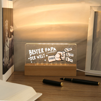Personalisierte 4 Namen PAPA Faust Nachtlicht Geschenk für Vater-Bester Papa der Welt