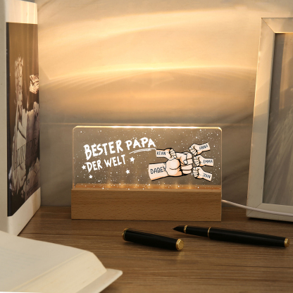 Personalisierte 5 Namen PAPA Faust Nachtlicht Geschenk für Vater-Bester Papa der Welt